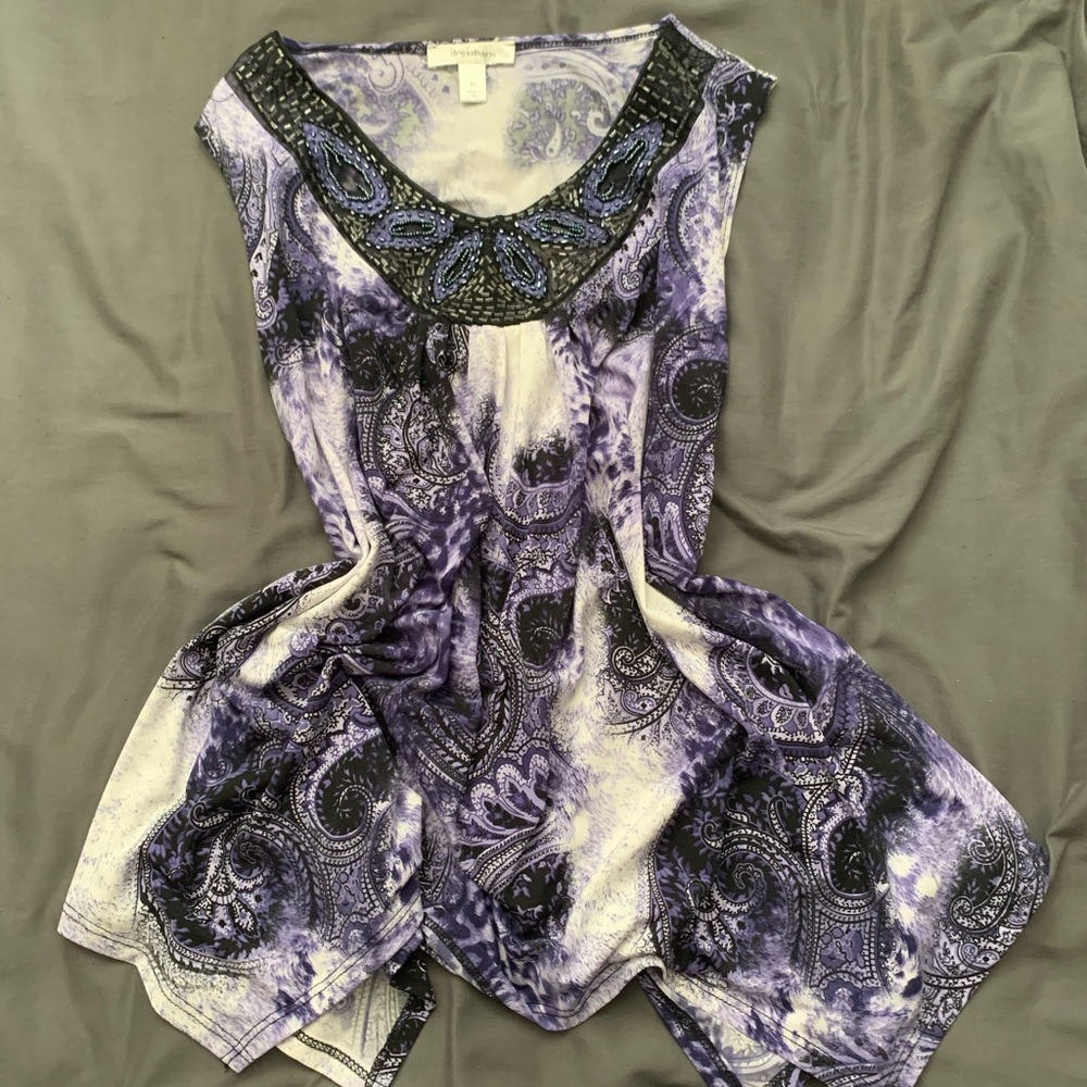 Dress Barn Purple and Black Paisley Blouse